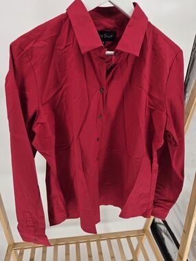 Dress Shirt Red Button Down Top Size 18